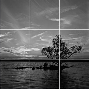 9 equal squares on the basis of the Rule of Thirds